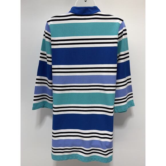 TALBOTS WOMAN Tunic/ Dress 3/4 SLEEVE MULTICOLOR STRIPED TOP Small - Picture 2 of 6